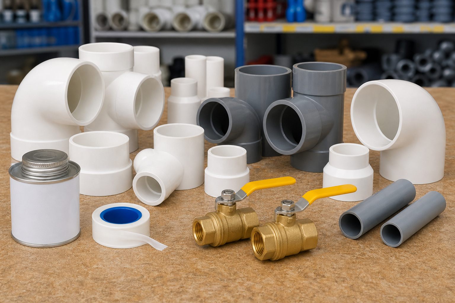 PVC pipe fittings and brass ball valves for Karachi plumbing supplies and maintenance quotations